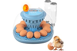 Okköbi 12 Egg Incubator with Automatic Egg Turning and Humidity Control – Egg Incubators for Hatching Eggs – Egg Candler, Water Bottle Refill, Air Vent, 360° View – Incubadora de Huevos de Gallina