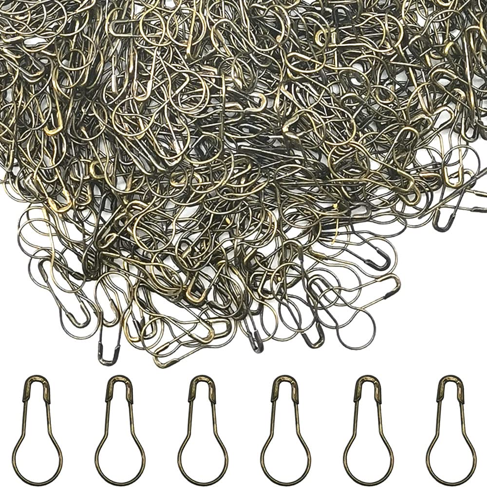 Yosawo 500 pcs Safety Pin Clothing Tag Pins Bulb Pin Metal Gourd Pin Calabash Pin for Hand Sewing DIY Crafts Home Accessories (Bronze), 22x9.5MM