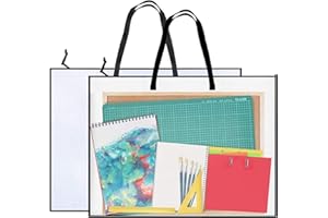 DPEI XUAN 2 Pieces Art Portfolio Bag Poster Storage Bag, with Zipper and Handle Posters Organizer Transparent White Bag for Large Posters, Poster Board, Painting, Bulletin Boards (19 x 25 inch)