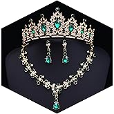 Feltent Tiaras and Crowns Jewelry Set for Women Tiaras Earrings and Necklace for Wedding Rhinestone Crystal Bridal Jewelry Sets for Costume Birthday Party Prom Gifts