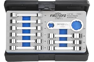 FIRSTINFO F3454 1/2-inch Drive Torque Adapter Set,12-Point Box End,14,15,16,17,18,19,21,22,24,27 mm, Metric, 10-Piece with CR