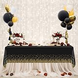 PLULON Black Gold Dot Tablecloth 2 Pack 137 x 274 cm Plastic Rectangle view 6