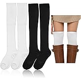 YBEATY 2 Pairs High Boot Socks Over Knee Slouch Top Over Knee Knit Fashion Thigh Sock High Boot Stockings Leg Warmers for Women