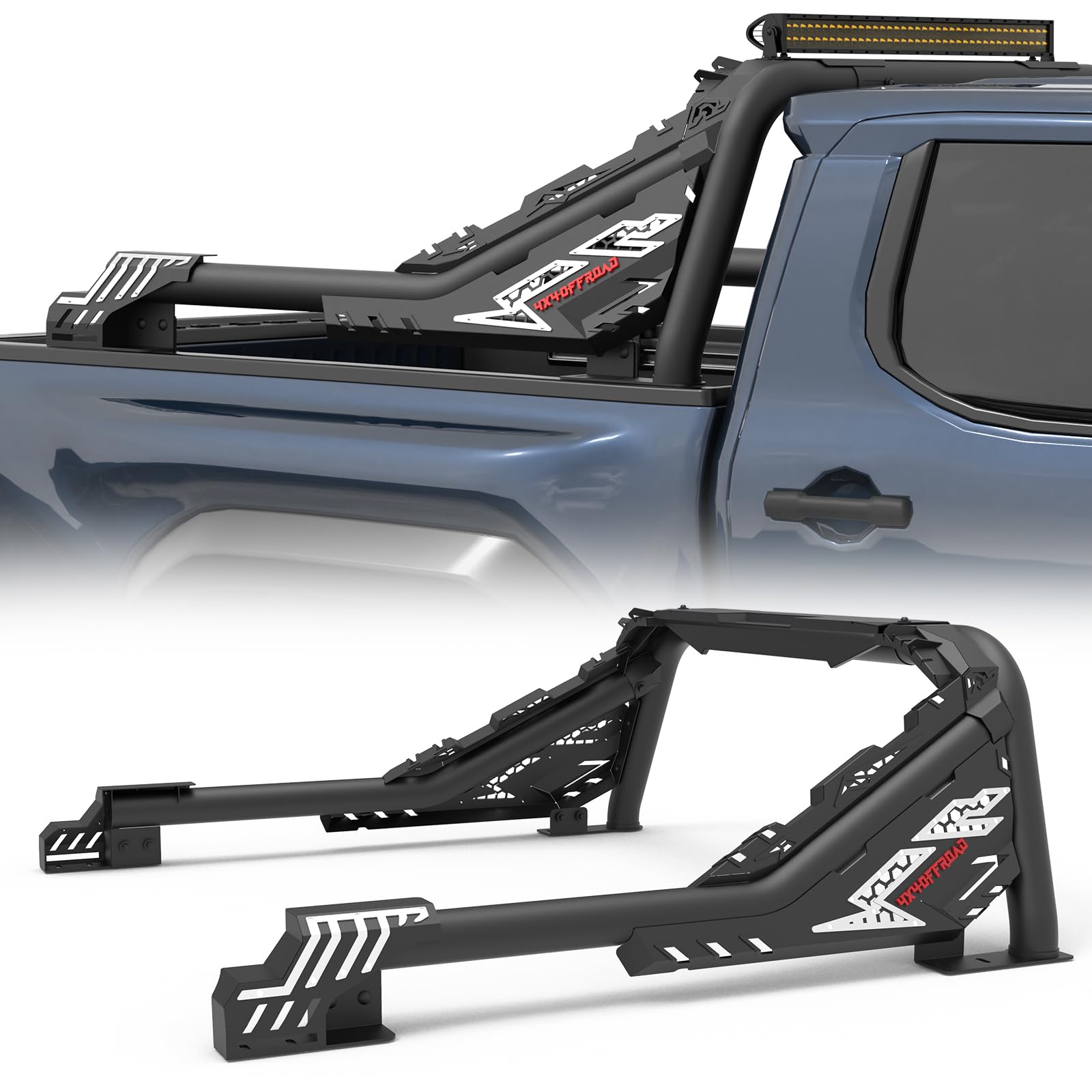 Photo 1 of Heavy-Duty Roll Bar Compatible with Retractable Tonneau Covers with Rails | for Mid-Size Trucks Tacoma, Ranger, Colorado, Canyon, Frontier | Three Installation Methods No Drilling Installation