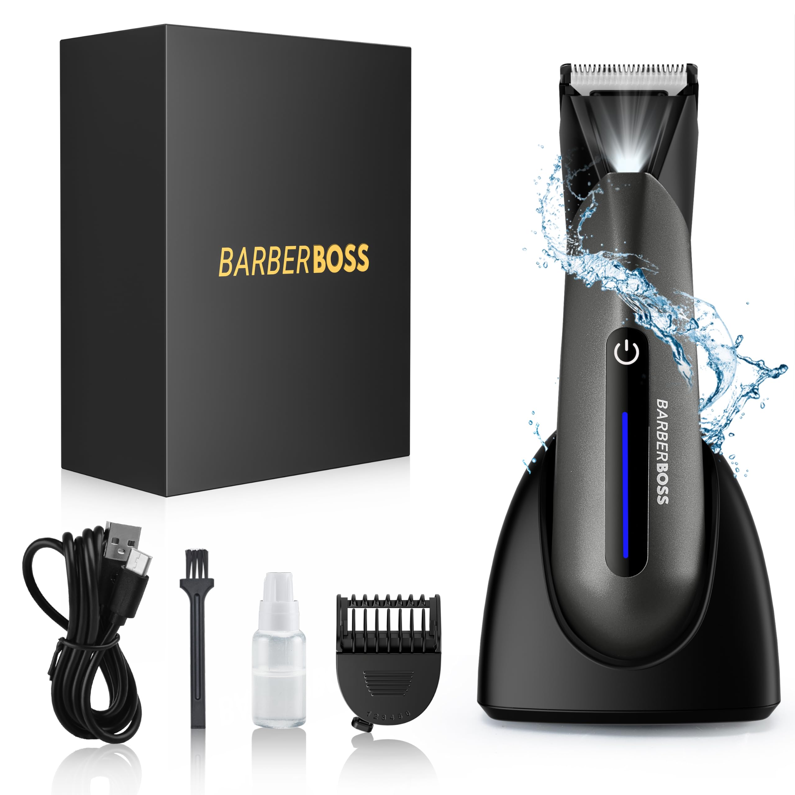 BarberBoss Body Groomer for Men – Groin, Pubic & Ball Hair Trimmer | Waterproof Body Shaver & Men's Pube, Balls Trimmer (QR-2075)