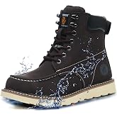 TAERGU Steel Toe Boots for Men-6 Inch Moc Toe Safety Work Boots Non-Slip Resistant Indestructible Construction Western Boot Mens Steel Toes Shoes