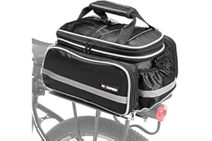 Homa Rear Seat Trunk Bag, Waterproof Multi Function Bicycle Panniers Bike Rear Bag Carrying Luggage Package Rack Panniers with Rainproof Cover (Black)