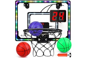 BIULOTTER Basketball Hoop Indoor for Kids,LED Light Mini Basketball Hoop with 3 Balls & Electronic Scoreboard,Over The Door Basketball Hoop,Basketball Toys Gift for Kids 3-12 Year Old Boys Girls Teen
