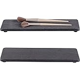 NiuYichee 2 Pcs Water Absorbing Stone Trays, Kitchen/Bathroom Sink Soap Dish, Diatomite Tray Used for Hand Soap & Cosmetic Bottles in The Modern Home, 3.15" W x 10.2" L, Dark Gray