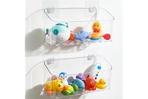 UNIKON Bath Toy Storage Holder Bathtub Toy Organizer, Large Capacity Shower Caddy for Bathroom, Clear, 2 Pack