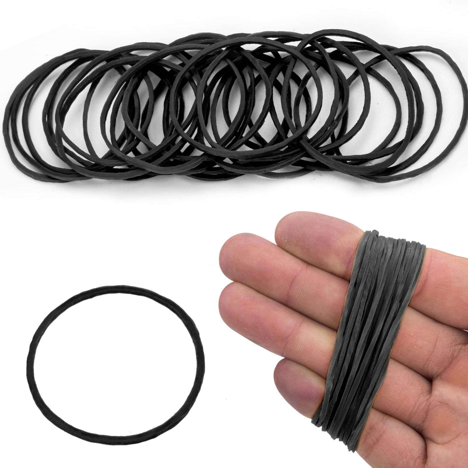 Rubber Bands Black Rubber Elastic Bands 500PcsThick Natural Rubber Bands Heavy Duty Strong Elastic Bands for Tie Dye, Hair Home, Pens, Crab,Catapults, Bills, Bank Paper, Office Supplies(38mm)