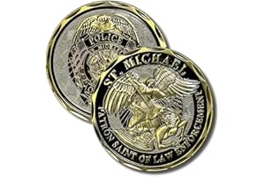 Aizics Mint St Michael Coin, Leader of God's Army, Saint Michael Catholic Challenge Coin, Archangel Michael Religious Coin Collectibles, Copper Plated 38mm x 2mm