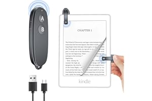 OMYPOTT Remote Control Page Turner, Wireless Page Turner, USB-C Rechargeable, Fingerprint-Resistant Clips for Kindle & Kobo, Portable eBook Reader Accessory