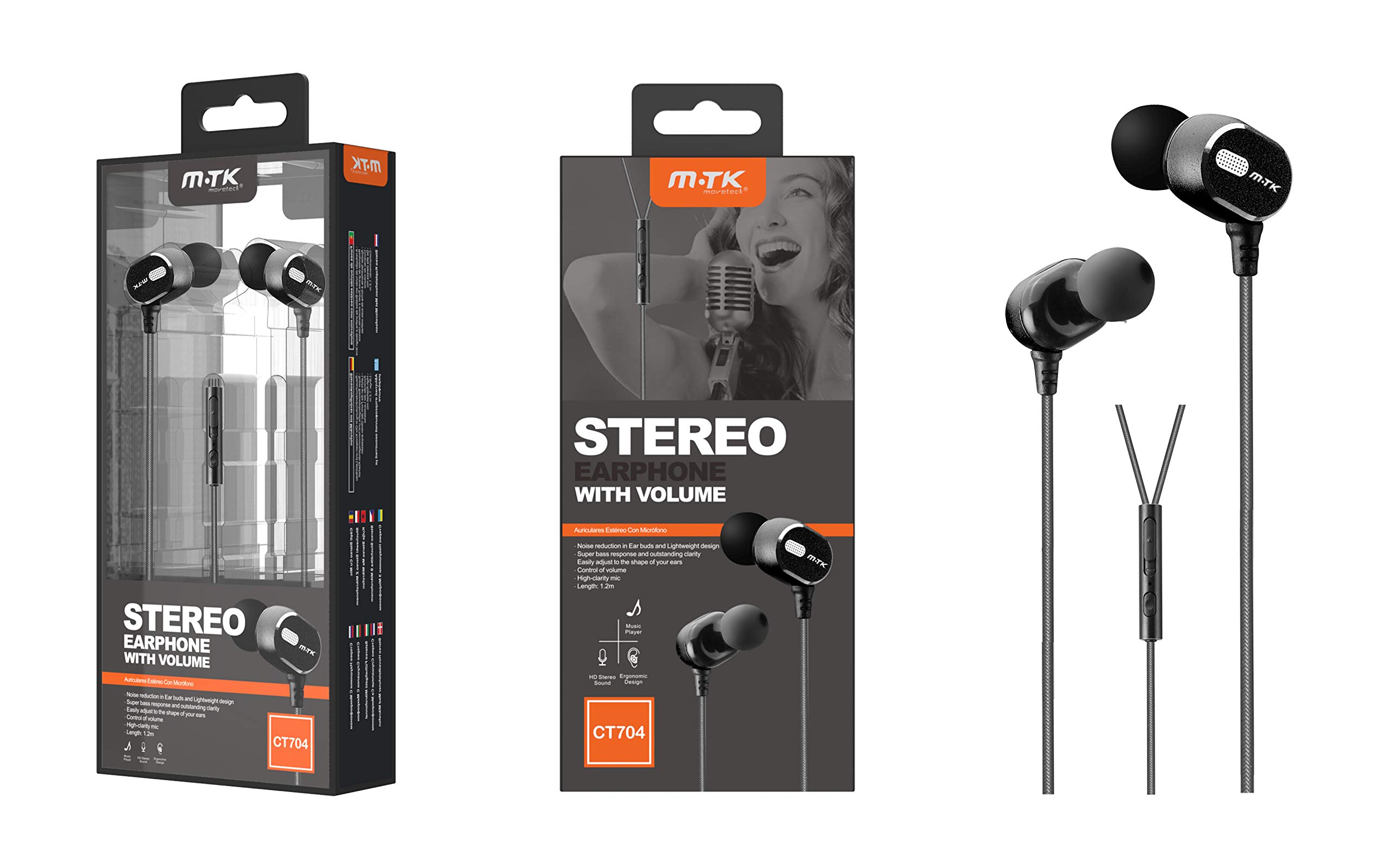 Earphones, in Ear Canal Headphones with High Sensitive Microphone and Pure Sound for iPhone, iPad, Samsung, and Tablets - Black