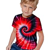 RPWZRCB Kids Tie Dye Shirts for Boys Girls Outfit Clothes 6-16 Years Children Hippies Short Sleeve Tees Tie-Dye T Shirt