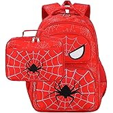 AUIVTY Kids Backpack Boys School Backpack with Lunch Box Kindergarten Elementary Middle School Travel Sport Toddler Bookbag for Boys Ages 4-14 Red