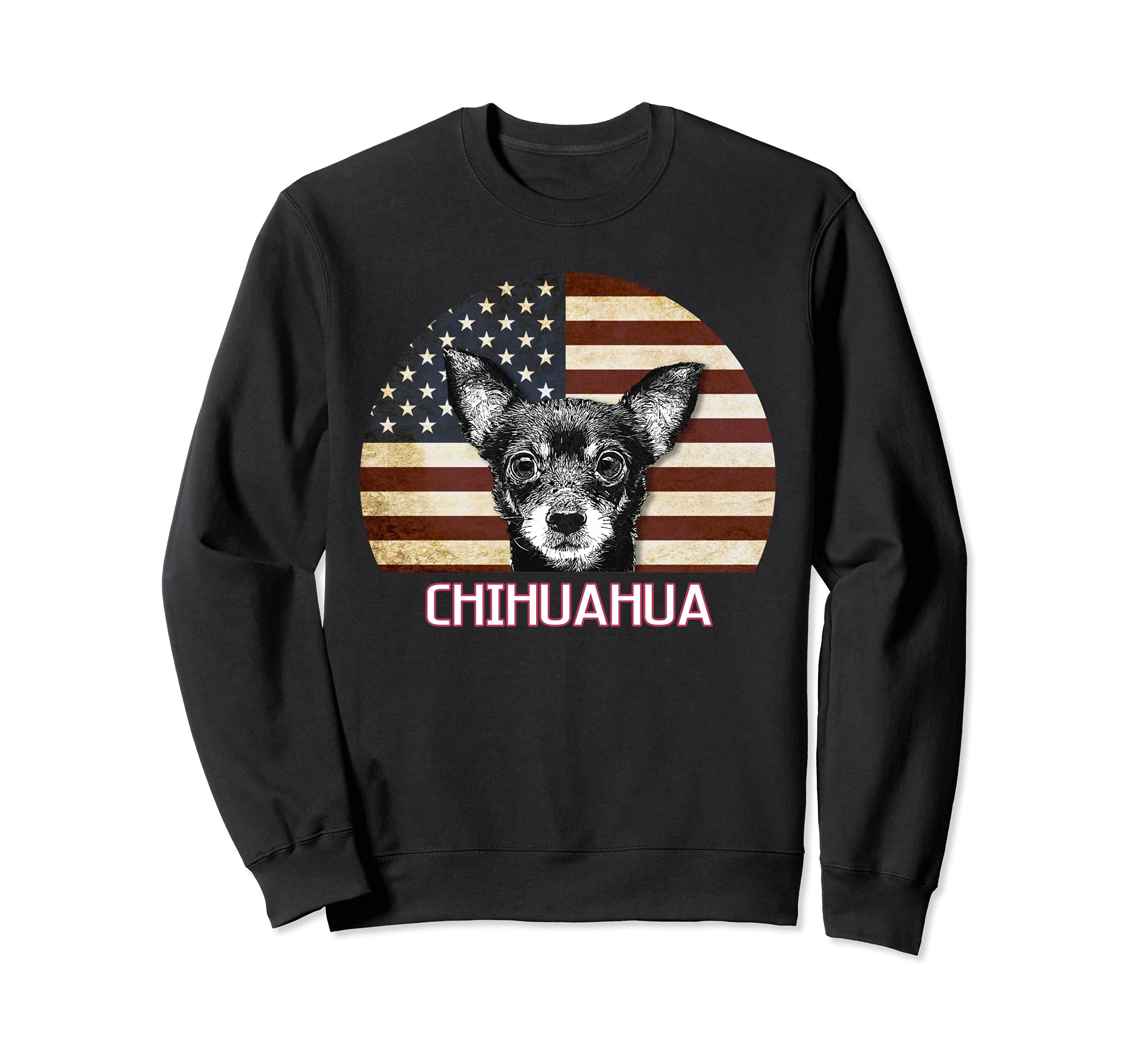 Chihuahua Dog Lover Owner Retro USA American Merica Flag Sweatshirt