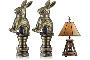 Chunful 2 Pack Rabbit Lamp Finials Decorative, Bunny Shade Antique Finial Lamp Toppers Screw Cap Knobs 1/4-27 Thread Decorative Knob Finials Accessories for Home Room