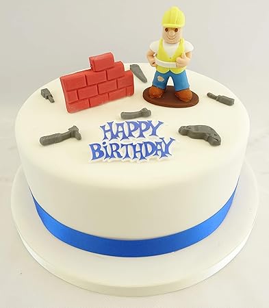 The Cake Emporium Ltd Feuerwehrmann Ornament-Zucker mit Schleife und Motto Happy Birthday Tortenaufsatz-Set