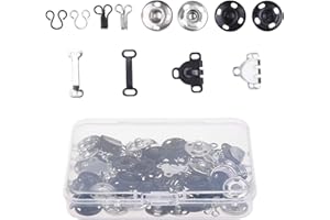 Kare & Kind 50 Pairs Sewing Hook and Eye, Sew-On Snaps - Sewing Closure Fastener Clasps Repair - Bra, Skirts, Pants, Dress, T