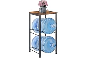 LIANTRAL 5 Gallon Water Bottle Holder with Storage Shelve, Water Jug Holder, Water Jug Rack, Water Jug Stand, Water Bottle Organizer for Office, Kitchen, Living Room Brown