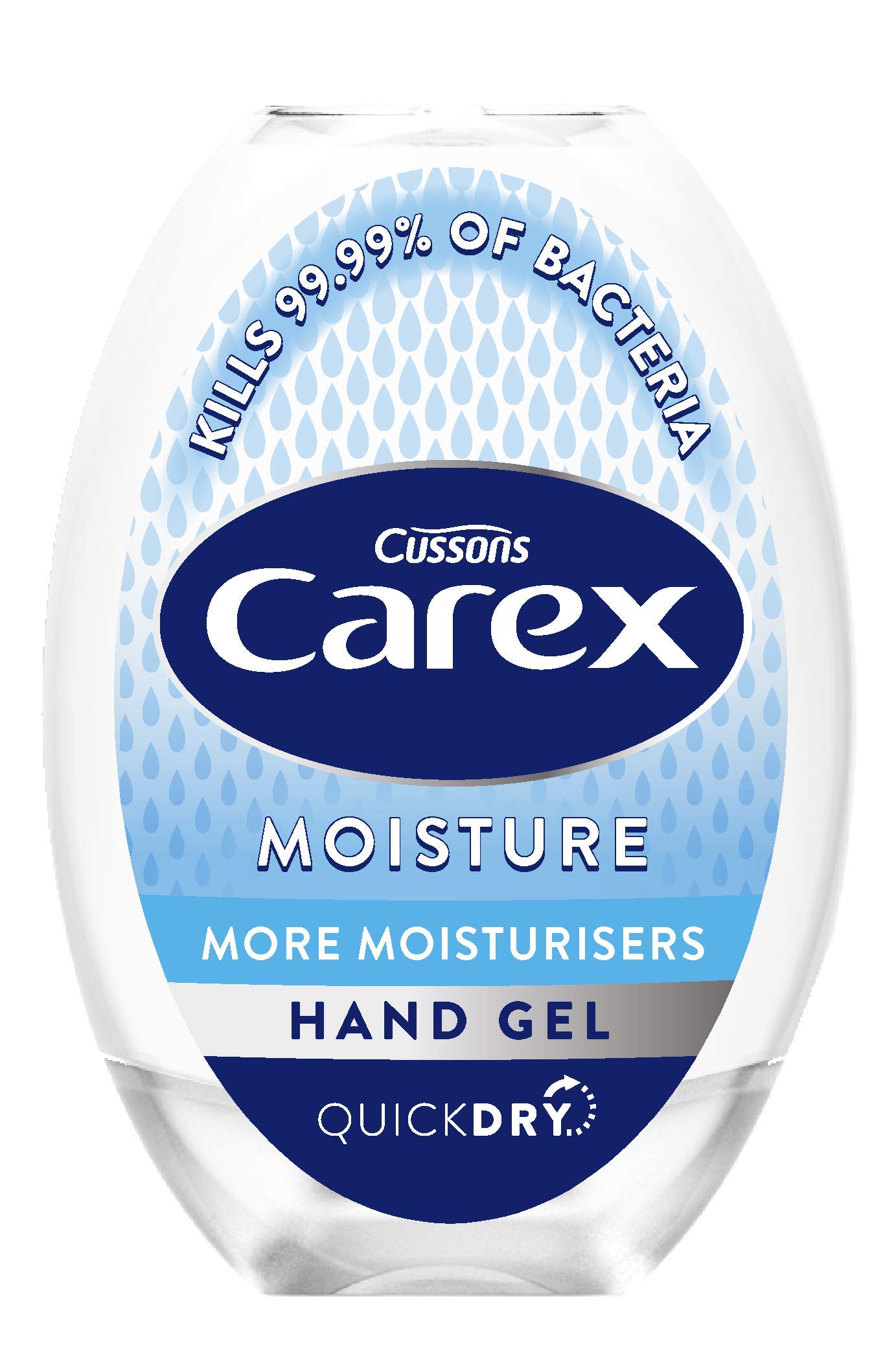 CAREX Moisture Anti Bacterial Hand Sanitiser Gel Pack of 12, with Anti Viral Action Hand Gel with 70 Percent Alcohol that Cleans, Cares and Protects, 50 ml , Packaging may vary
