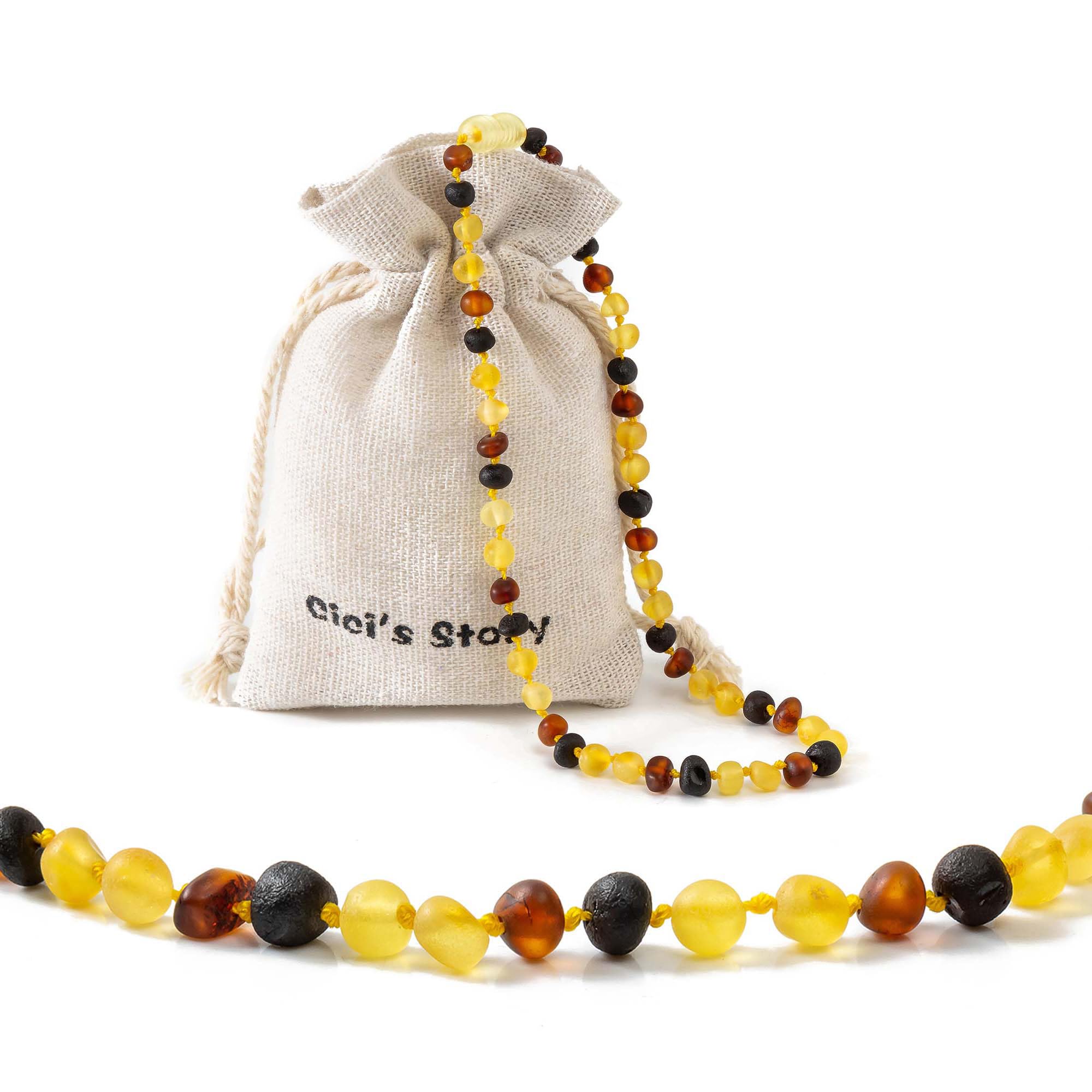 Cici's Story Amber Beads Necklace(Unisex)(Multicolor Raw) - 28cm Long - Authentic Certified Baltic Amber Beads — image 1