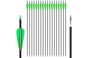 NorthSpoor 18pcs 30" Archery Carbon Arrows Arrows with Removable Tips Shaft Spine 500 with Both Compound Bow and Recurve Bow