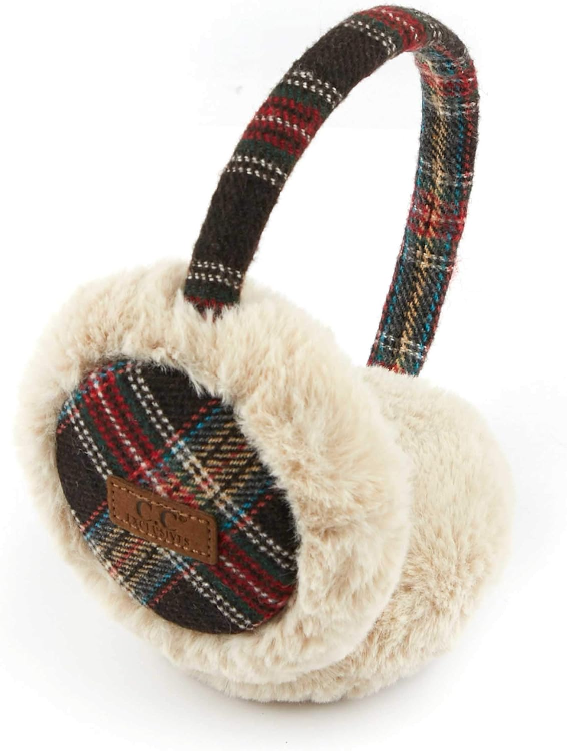 C.C Exclusives Tartan Check Earmuff with Faux Fur(EM-2339) (Brown) at  Women’s Clothing store