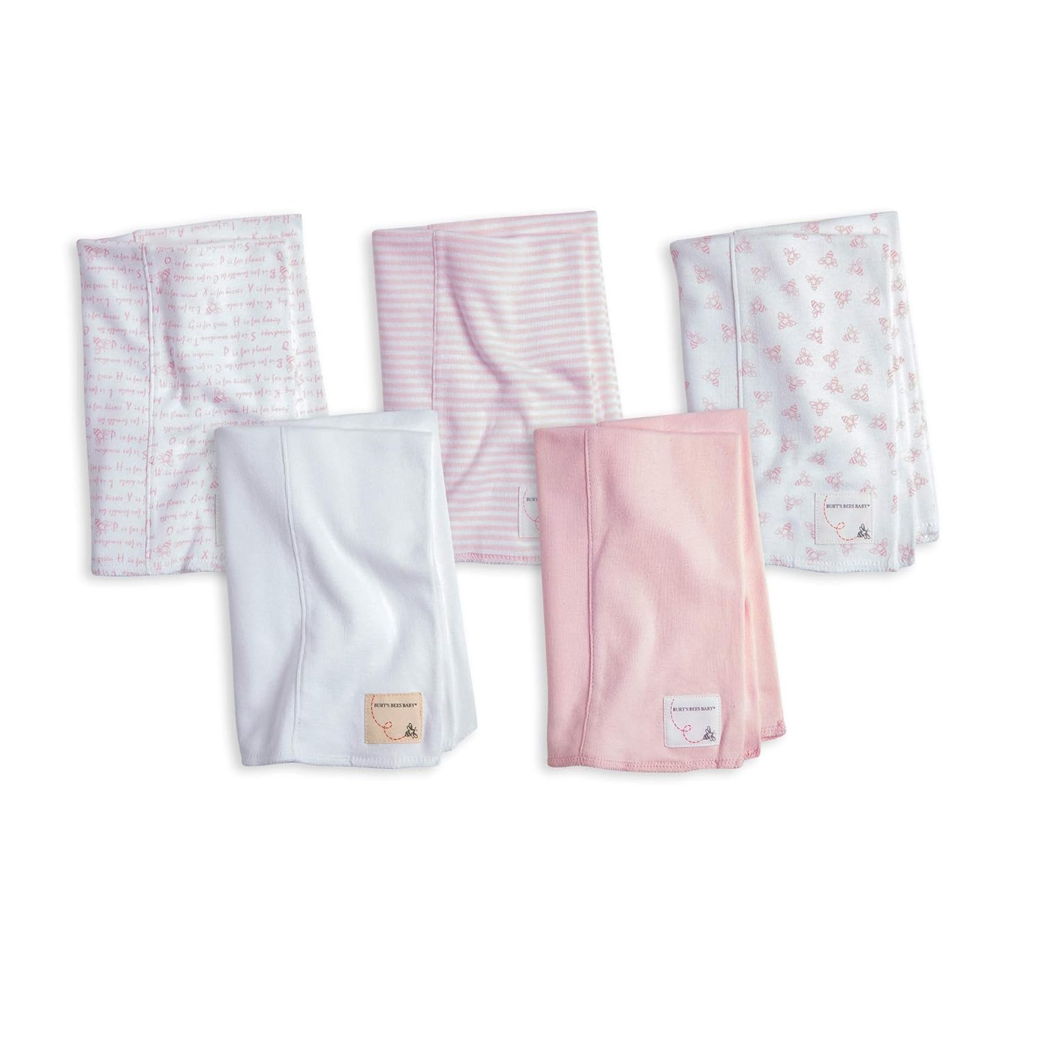 Burt's Bees Baby - Burp Cloths, 100% Organic Cotton Absorbent 5-Pack Drool Cloths (Blossom Pink Variety Prints): Baby