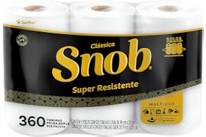 Snob Papel toalha multiuso folha dupla branca hiper 360fls, 3 rolos