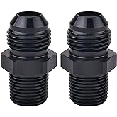 EVIL ENERGY 10AN Male Flare to 1/2" NPT Pipe Fitting Adapter Aluminum Straight Black 2PCS