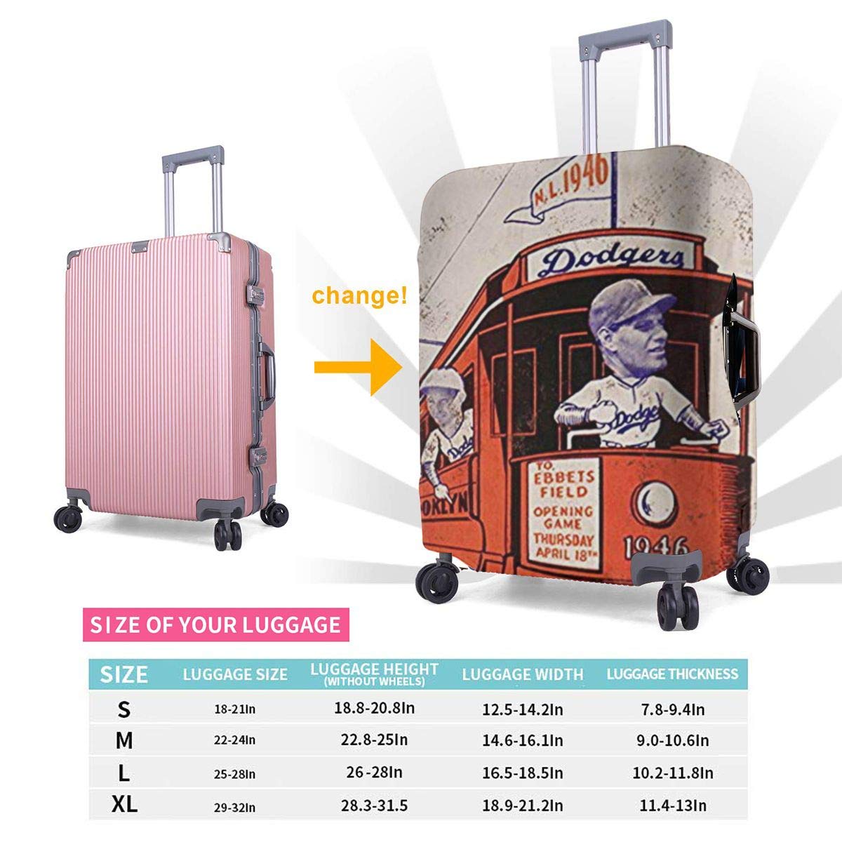 JHNDKJS 1946 Brooklyn Dodgers Vintage Look Reproduction Travel Luggage