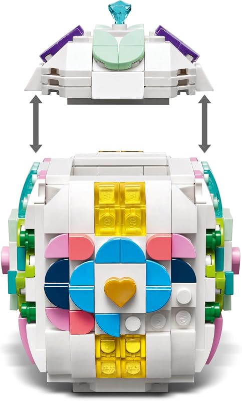 Uovo di Pasqua Decorativo - Decorazione Pasquale Giocattolo con Elementi Colorati come Cuori Dorati e Pietre Preziose - Regalo Creativo di Arti e Mestieri per Bambine e Bambini da 9 Anni - 40816