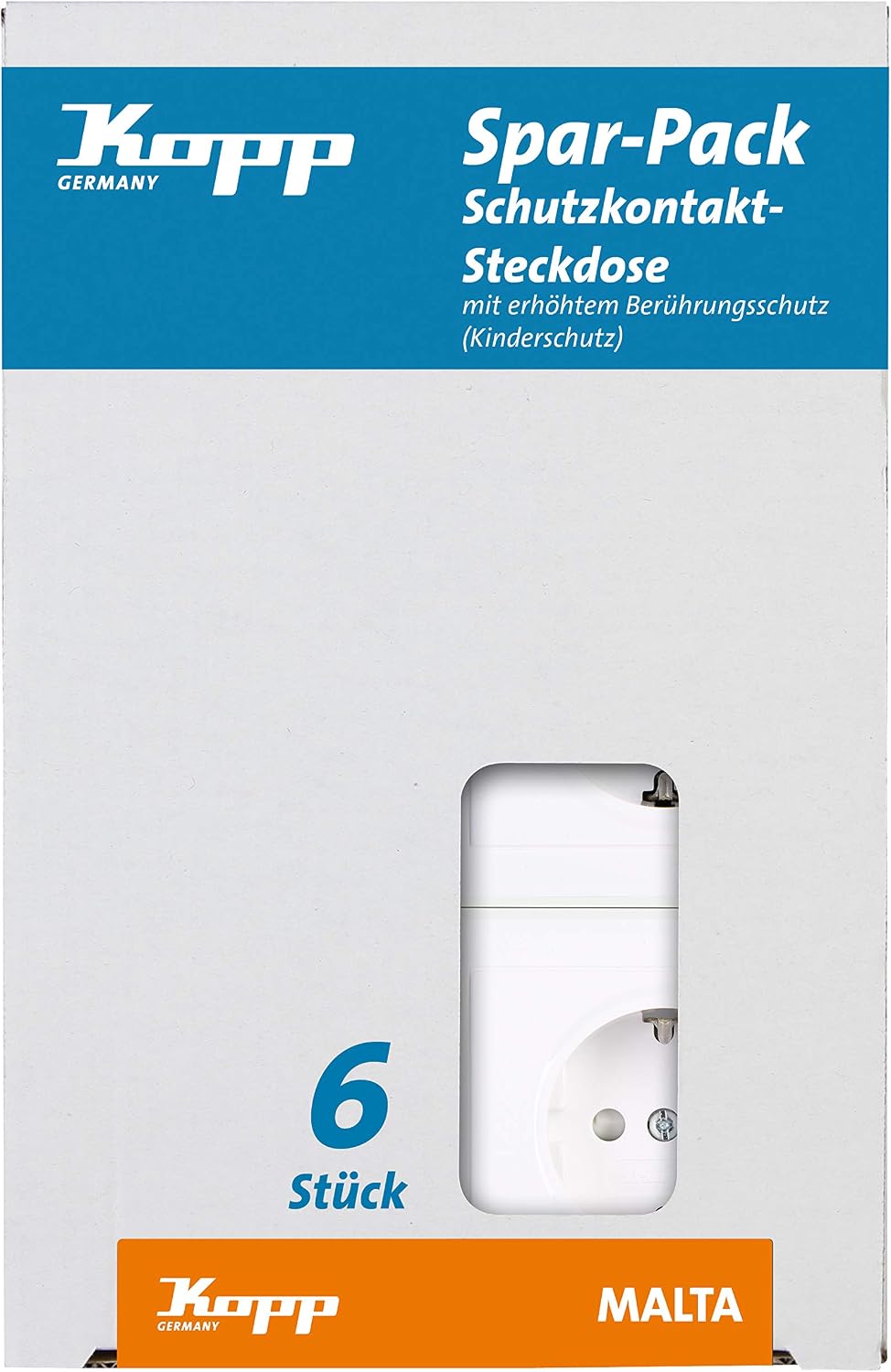 Kopp Malta 923413051 Professional Pack of 6 European Schuko Sockets with Child Protection (Kinderschutzabdeckung) Arctic White