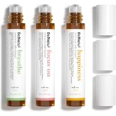 Benatu Essential Oil Blends Set (Breathe, Focus on, Happiness), Natural Aromatherapy Roll On for Massage, Body Skin Care, Home - Natural Fragrance Gift Roller for Women and Men