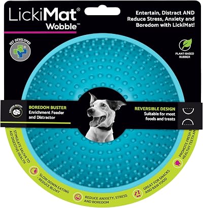 LICKIMAT Wobble Dog Slow Feeder Bowl Turquoise Lick Pad Enrichment