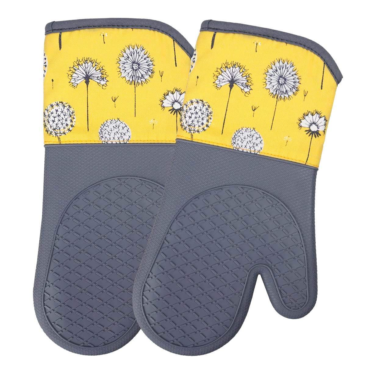 Heat Resistant Oven Gloves – BBQ Gloves & Fireproof Oven Mitts with Fingers – Silicone, Kevlar & Cotton Options for Cooking, Baking, Pizza, Wood Burners – Double & Pair Sets (Retro Meadow)