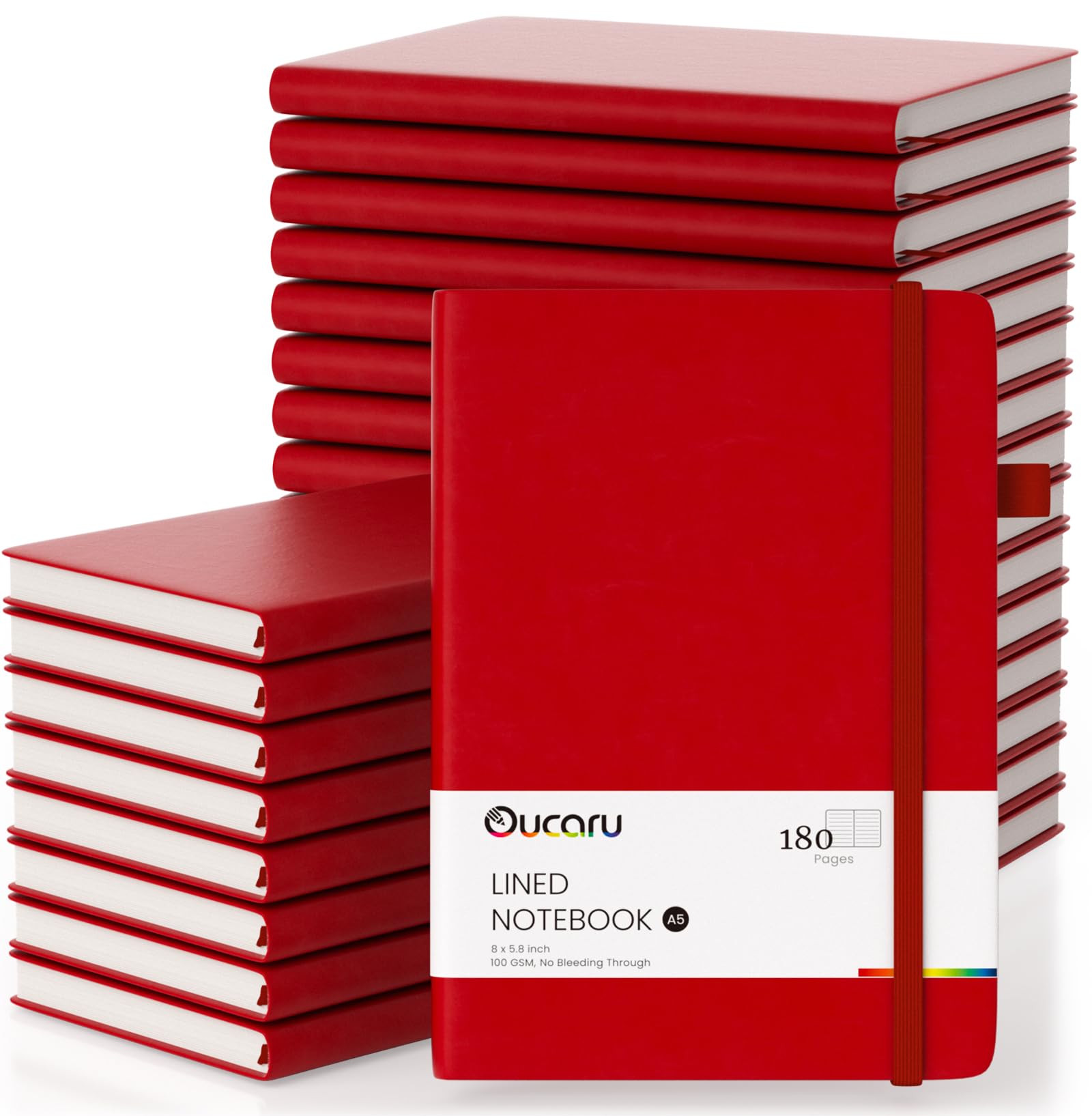 Oucaru Lined Journal Notebook, 24 Pack, 180 Pages, A5 Journals for Writing, 100 GSM Thick Paper, Small Notebooks Daily Journal for Women Men Work, Business, School, Travel Supplies Image