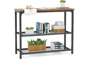 Ecoprsio Small Console Table, Sofa Table with Double Mesh Shelves, Industrial Entryway Table for Entryway, Hallway, Foyer, Front Hall, Sofa Couch, Living Room, Bar, Kitchen, 32 Inch, Rustic