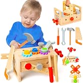 Wooden Tool Set for Kids 3 4 5 Year Old, 29Pcs Educational STEM Toys Toddler Montessori Toys for 3 Year Old Construction Preschool Learning Activities Gifts for Boys Girls Age 3-4