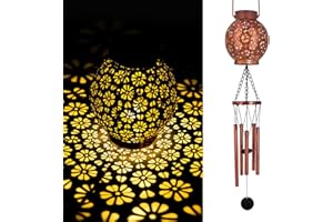 Astarin Solar Wind Chimes for Outside, 32" Solar Gifts for Women mom Grandma Friends' Birthday, Hanging Led Lights Lantern Windchimes Outdoors for Garden Decor