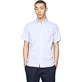 Tommy Hilfiger Mens Short Sleeve Poplin Shirts in Regular Fit, Men's Button Down Shirts