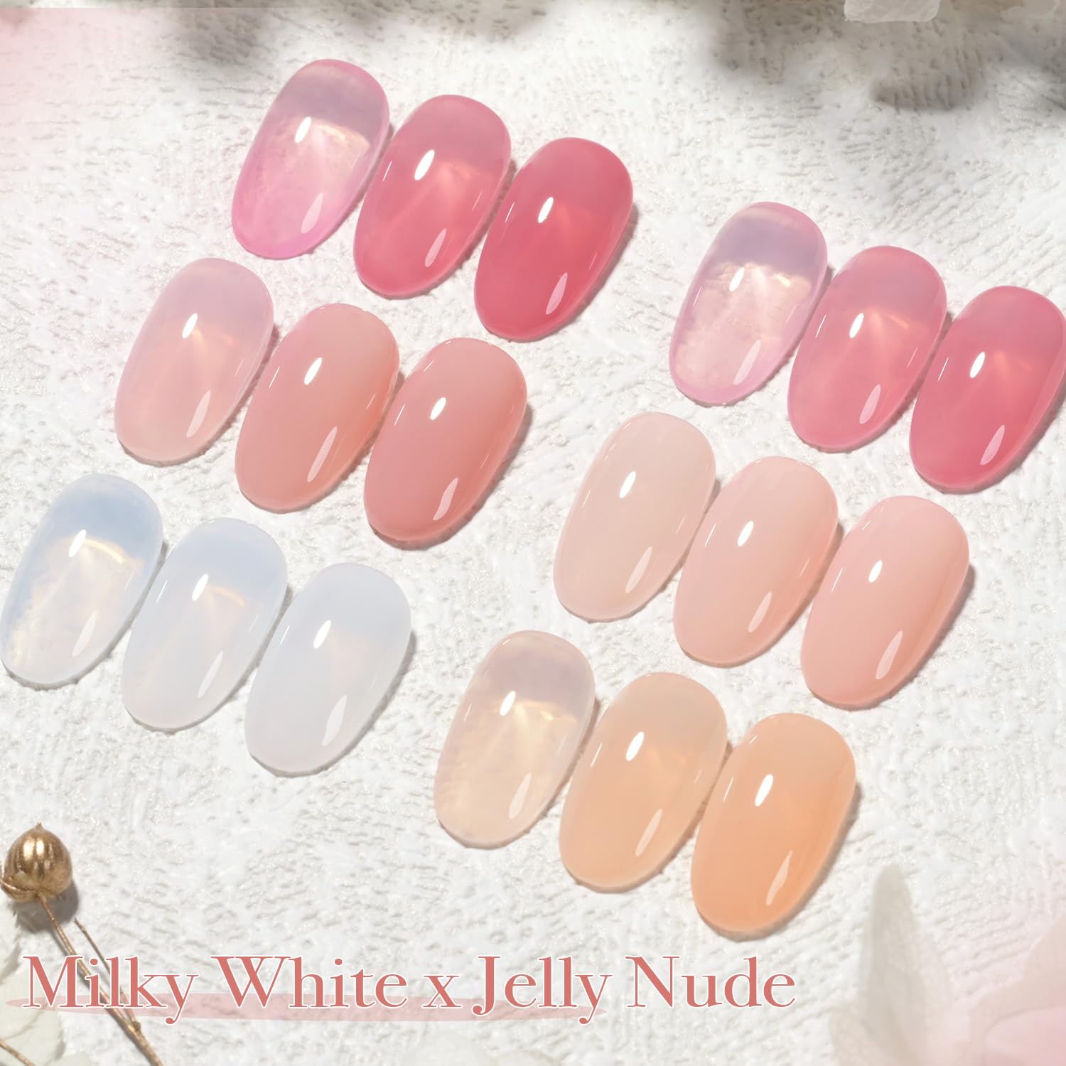 GAOY Milky White Jelly Nude Gel Nail Polish Set, 6 Transparent Colors Sheer Pink Orange Soak Off UV Light Cure Gel Polish Kit for Salon and Nail Art DIY at Home - Image 6
