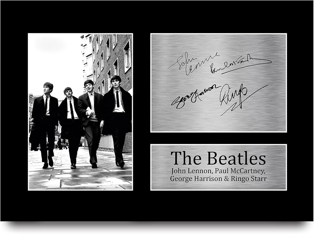 HWC Trading The Beatles Signed A4 Print Autograph John Lennon Ringo Starr Paul