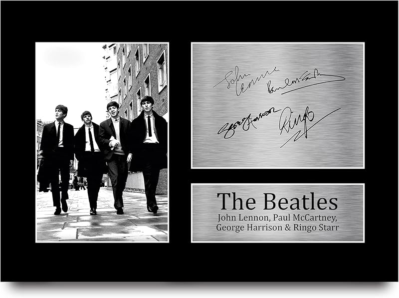 HWC Trading The Beatles Signed A4 Print Autograph John Lennon Ringo Starr Paul