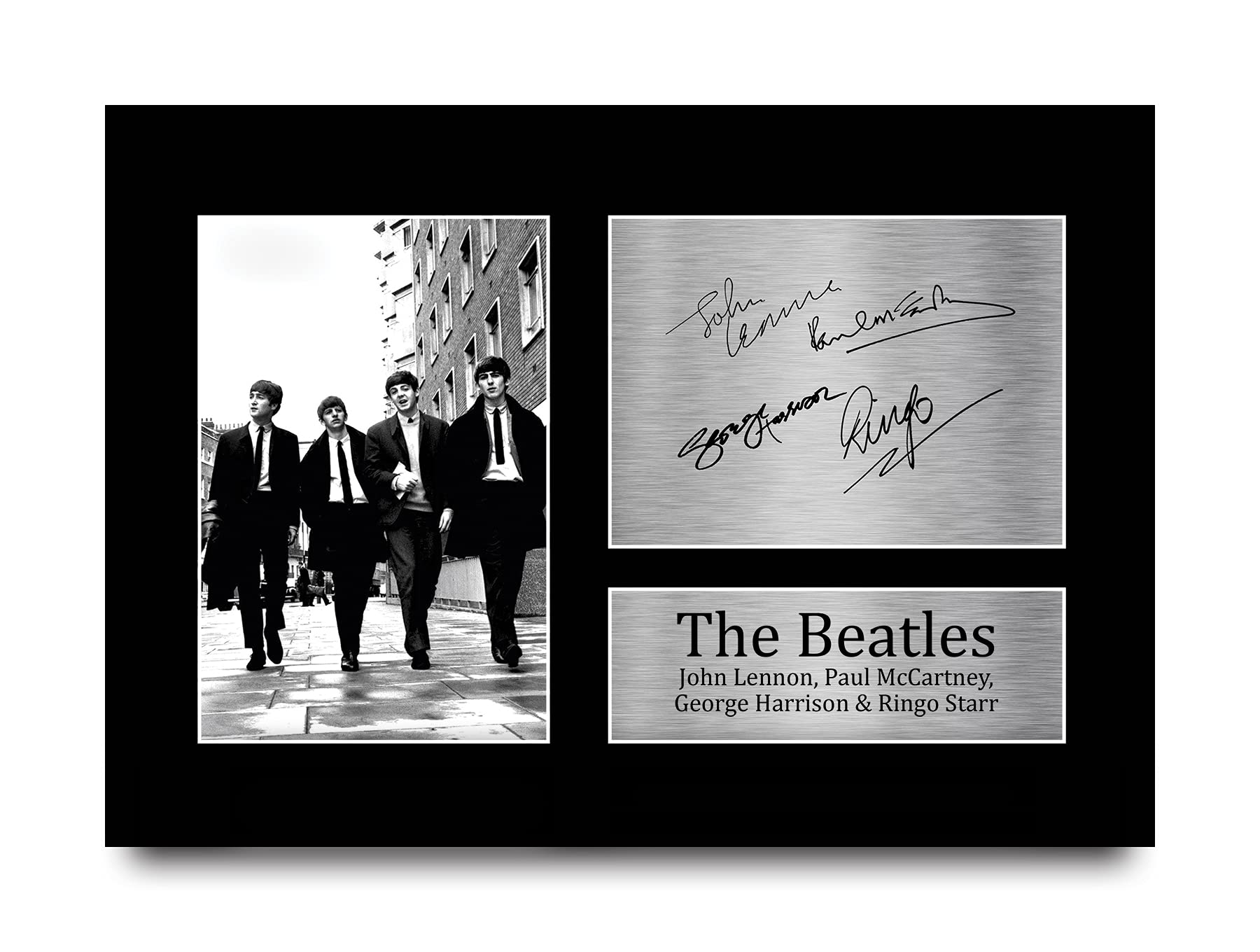 HWC Trading The Beatles Signed A4 Printed Autograph John Lennon Ringo Starr Paul McCartney George Harrison Music Gift Print Photo Picture Display — image 1