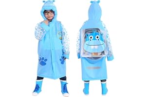 Aircee Kids Rain Coat for Kids Raincoat Girls Boys Reusable Rain Poncho Jacket Gear Schoolbag Position Packable Rainwear