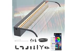 Pool Fountain, LONGRUN Waterfall Spillway for Koi Ponds - 35.4" Transparent Acrylic Waterfall for Swimming Pool, Garden Pond, Patios, Spa Decoration