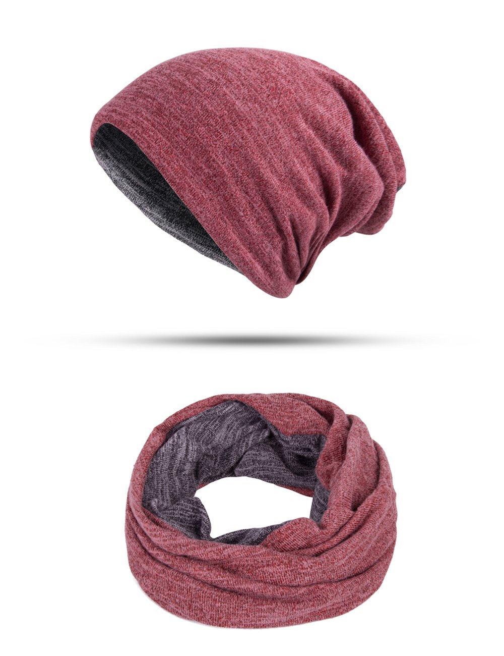 EVRFELAN Winter Warm Hat Soft Slouchy Beanie Ski Baggy Hat Head Wrap Skullcap for Women Men (red)